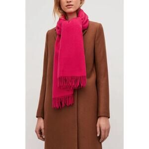 COS Fringed Pink Cozy Pure Wool Shawl Scarf